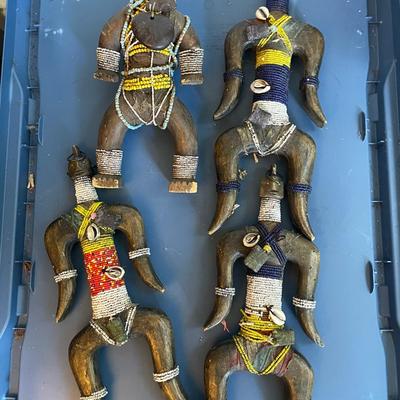 Set of Four Beaded Protective Figures – Possibly Benin or Yoruba Influence