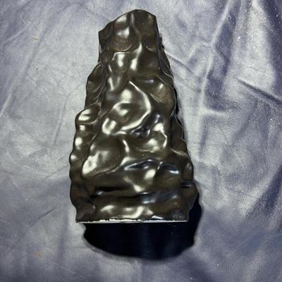 Black Ceramic Vase with Textured Surface