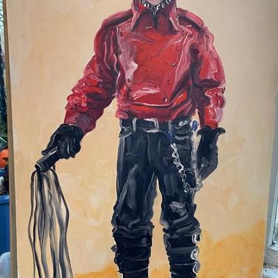 Oil Painting of a Man in Red Jacket by DeRano, 2016