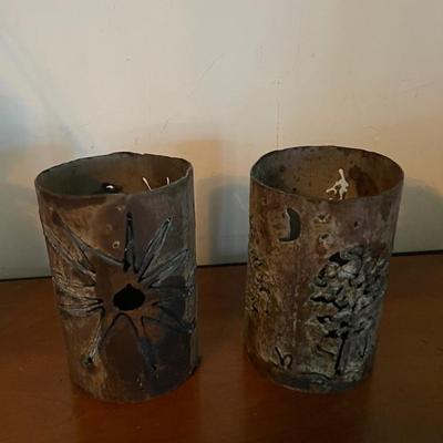 Six Handcrafted Metal Candle Holders