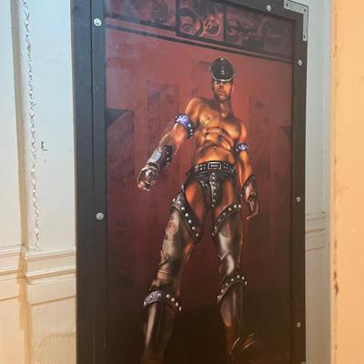 Framed Artwork of Leather-Clad Figure