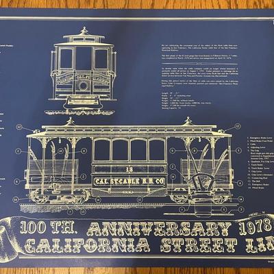 Blueprint-Style Prints Featuring California Street Railway