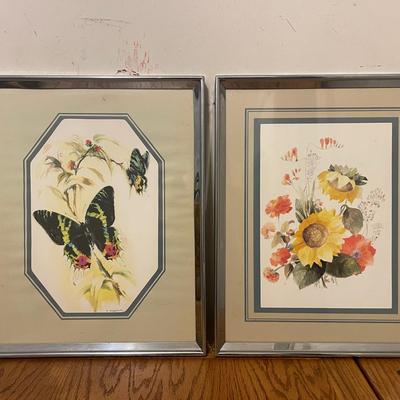Framed Butterfly and Floral Prints