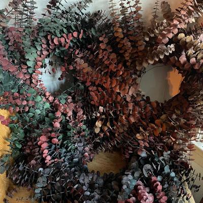Decorative Eucalyptus Wreaths in Variegated Colors