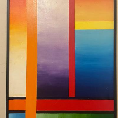 Abstract Geometric Painting with Vibrant Colors