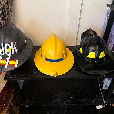 Lot of 3 Vintage Firefighter Helmets