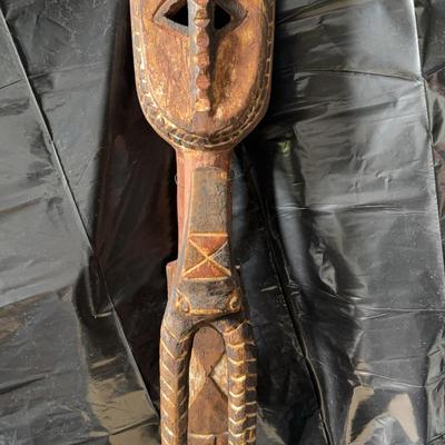 Hand-Carved Wooden Tribal Mask Sculpture