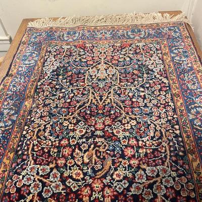 Persian Hand-Knotted Wool Area Rug with Floral Patterns