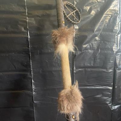 Decorative Staff with Fur and Leather Elements