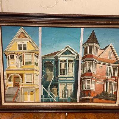 Framed Painting of San Francisco Victorians