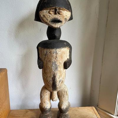 Hand-Carved Wooden Anthropomorphic Sculpture