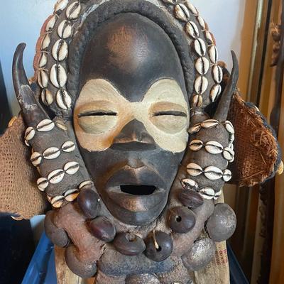 African Dan Mask with Cowrie Shells and Organic Adornments
