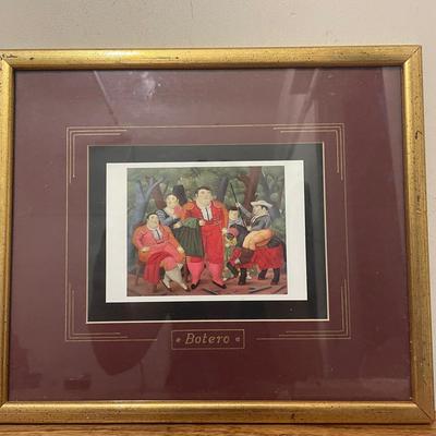 Framed Artwork Attributed to Botero With Gilded Frame