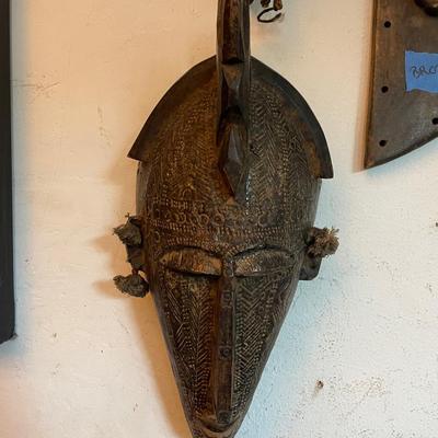 Baule Mask with Horn Crest and Etched Detailing – Côte d’Ivoire