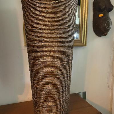 Tall Woven Reed Tapered Vase