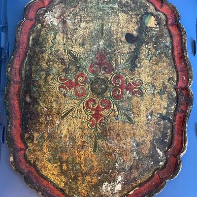 Hand-Painted Scalloped Decorative Tray