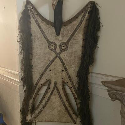 Decorative Tribal Shield with Feather Details