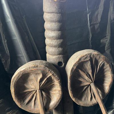 Carved African-Style Anthropomorphic Drum Sculpture