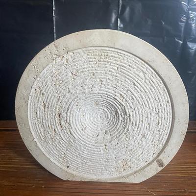 Round Textured White Stone Decorative Vase