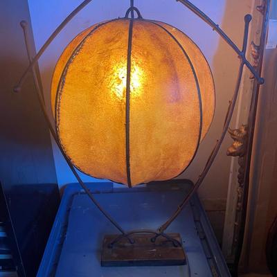 Vintage Mica Panel Table Lamp with Iron Frame