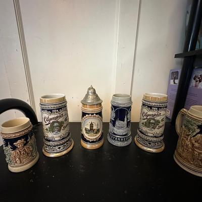 Six Decorative Beer Steins