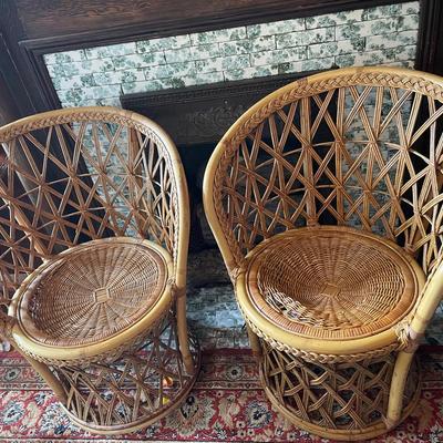 Woven Rattan Armchairs