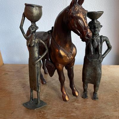 Bronze Figurines of a Horse and Two Human Figures