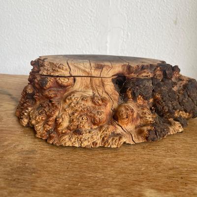 Handcrafted Wooden Burl Hinged Trinket Box