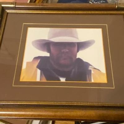 Framed Portrait Print of a Man in a Cowboy Hat