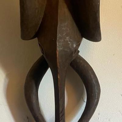 Carved Wooden Elephant Mask with Large Ears
