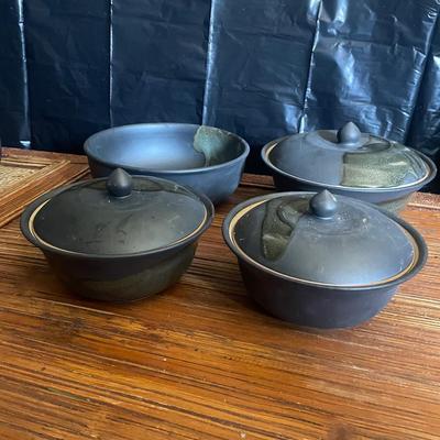 Set of 4 Siam Celadon Lidded Bowls – Handmade in Thailand