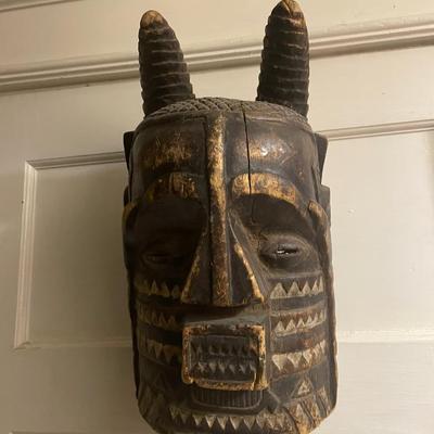 Wooden Bapende Mask from Zaire with Carved Details