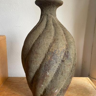 Rustic Twisted Ceramic Vase with Flared Rim
