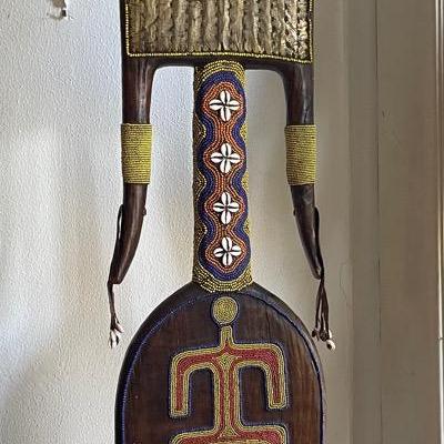 African Hand-Carved and Beaded Ritual Statue