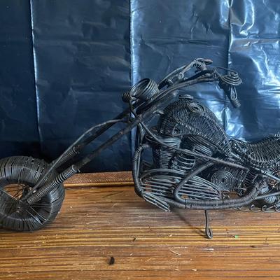 Handcrafted Metal Wire Motorcycle Model
