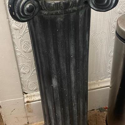 Decorative Black Fluted Column Pedestal with Scroll Motif