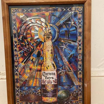 Vintage Corona Extra Mosaic-Style Framed Bar Sign