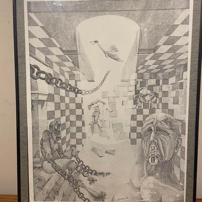 Framed Pen and Ink Artwork ‘The Forgotten Road’