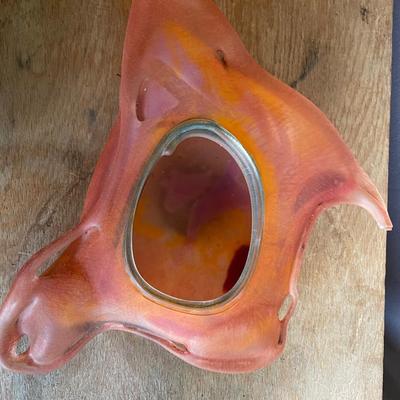 Molten Glass Bowl With Irregular Form in Orange and Pink Hues