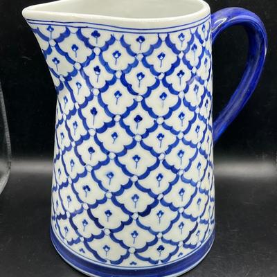 8” Handcrafted Blue & White Porcelain Pitcher