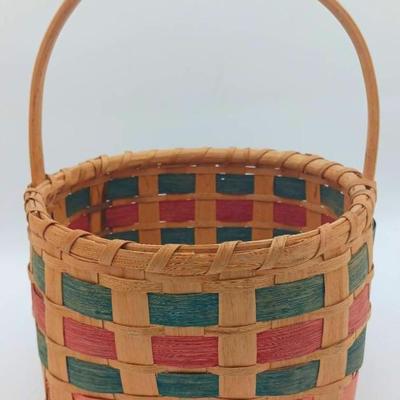 Pink And Blue Highlighted Woven Basket