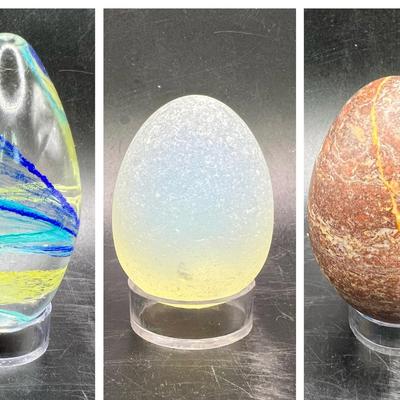 (3) Eggs featuring Glass & Marble 