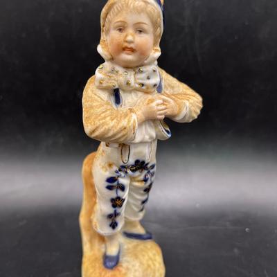Antique Meissen Figurine Blue White Gold