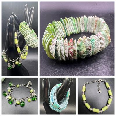 (11) Gorgeous Green & Blue Bracelets — Costume Jewelry feat. Shells,  