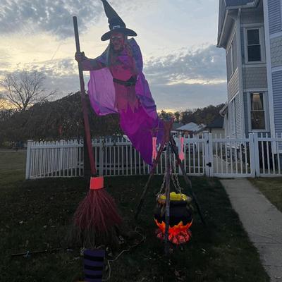 12 ft. Giant-Sized Animated Hovering Witch Halloween Decoration WITH CAULDRON *MODIFIED