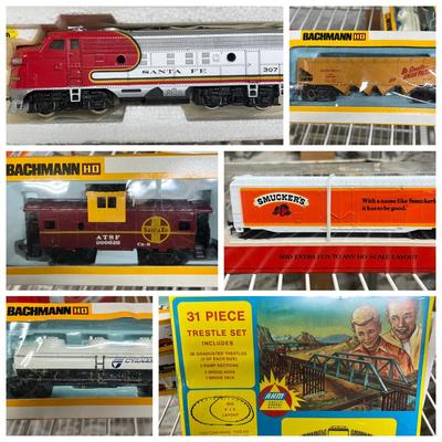 Vintage Toy Trains featuring HO Scale Bachmann Santa Fe Powered Diesel Locomotive