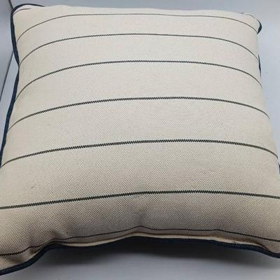 (4) Beige And Blue Striped Pillows