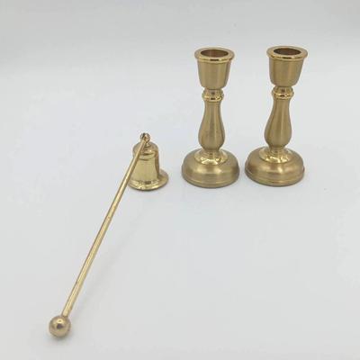 (2) PartyLite Brass Candle Holders & Candle Snuffer