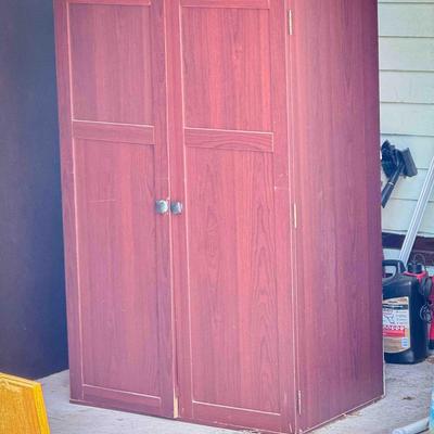 Red Wood Storage Cabinet