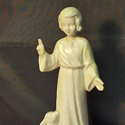 vintage Goebel Sacrart figurine of young Jesus with a lamb, model number HJ 31, part of the Sacrart 